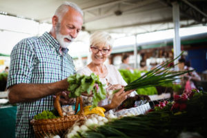 Old Couple At Farmers Market In Frisco Texas